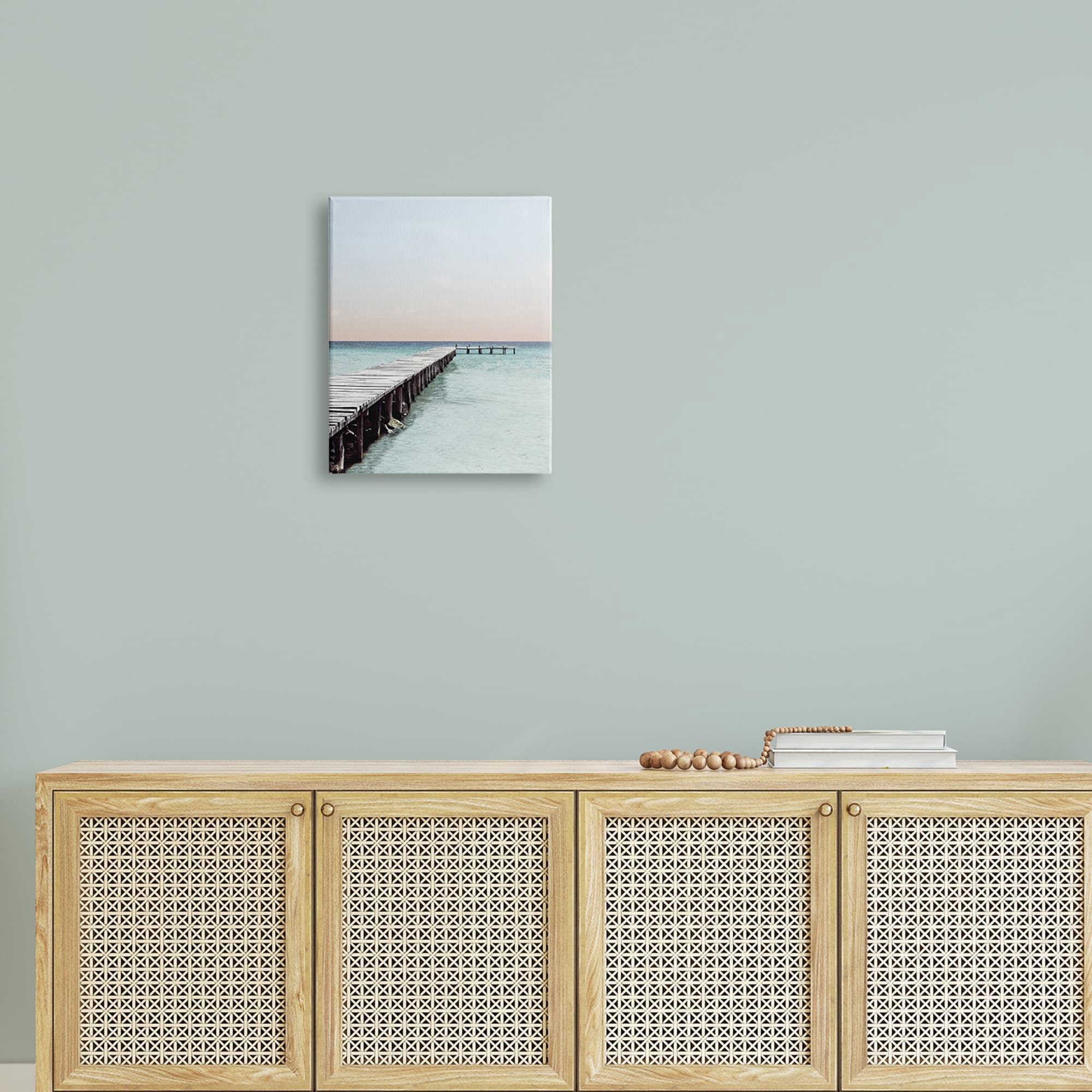Stupell Industries Quiet Sunrise Sunset Dock Pier Soothing Ocean Scene Photography Gallery-Wrapped Canvas Print Wall Art, 16x20, by Natalie Carpentieri