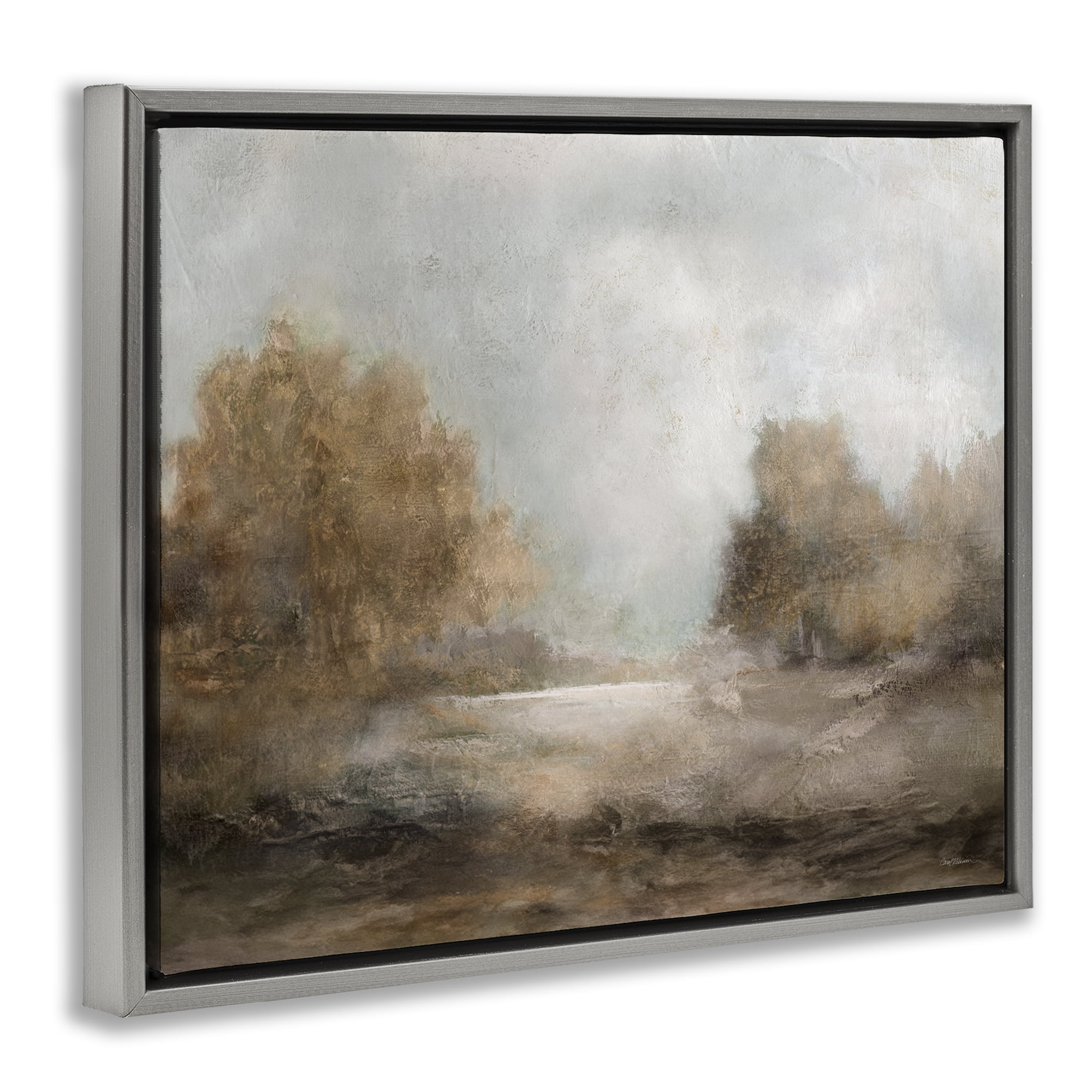 Stupell Industries Rural Scenic Atmosphere Landscape & Nature Painting Gray Floater Framed Canvas Art Print Wall Art, 31 x 25