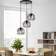 thumbnail image 4 of Lámpara de barra industrial E27 de 3 luces con suspensión en forma de jaula contemporánea, color negro, para cocina, comedor y barra, 4 of 5