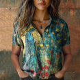 thumbnail image 2 of Womens Spring Summer Shirts Cotton Printed Fashion Casual Short Sleeve Shirts for Women, 2 of 3