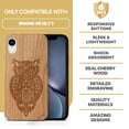 thumbnail image 7 of Case Yard Wooden Case Outside Soft TPU Silicone, Slim Fit Shockproof Wood Protective Phone Cover for Girls Boys Men and Women, Supports Wireless Charging Owl 3 Design case for iPhone-XR, 7 of 7