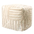 thumbnail image 3 of Stacy Garcia Square Geometric Over-tufted Cotton Medium-Sized Indoor Pouf, 18"x18"x18", 3 of 7