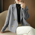 thumbnail image 5 of Womens Fall Winter Wool Coats Classic Lapel Long Sleeve Double-Breasted Peacoat Double Breasted Loose Fit Dressy Trench Coats, 5 of 5