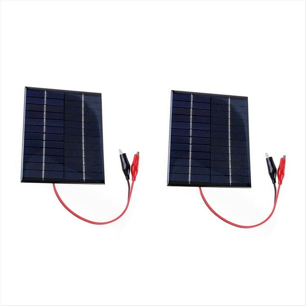 2 Piezas 12V 2W Paneles Solares Cargador de Panel Solar Alto Plegable Cargador de Panel Solar de BateríA Recargable con Cable de Clip