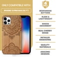 thumbnail image 7 of Case Yard Wooden Case Outside Soft TPU Silicone Slim Fit Shockproof Wood Phone Cover for Girls Boys Men and Women Supports Wireless Charging Ornamental Mandala Design case for iPhone-12-Pro-Max, 7 of 7