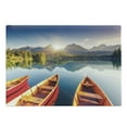 thumbnail image 1 of Fishing Cutting Board, Mountain Lake in National Park Slovakia Sailboats European Ecology Nature Print, Decorative Tempered Glass Cutting and Serving Board, Large Size, Multicolor, by Ambesonne, 1 of 1