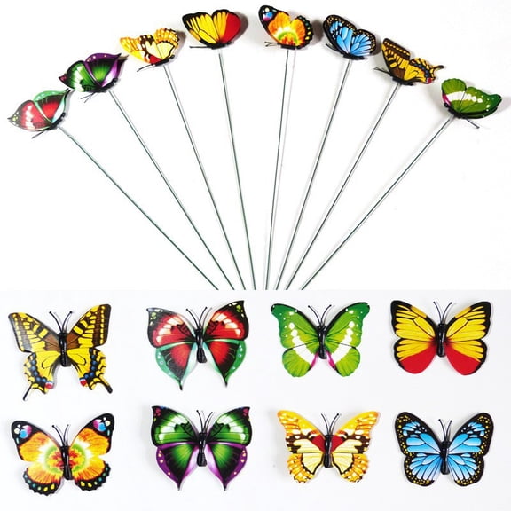 Dragonfly Garden Decor, Moving Yard Ornament, Fake Dragonfly Clip for Hats & Plants, Outdoor Insect Decor(RL Butterflies Without Clip 8 PCS)