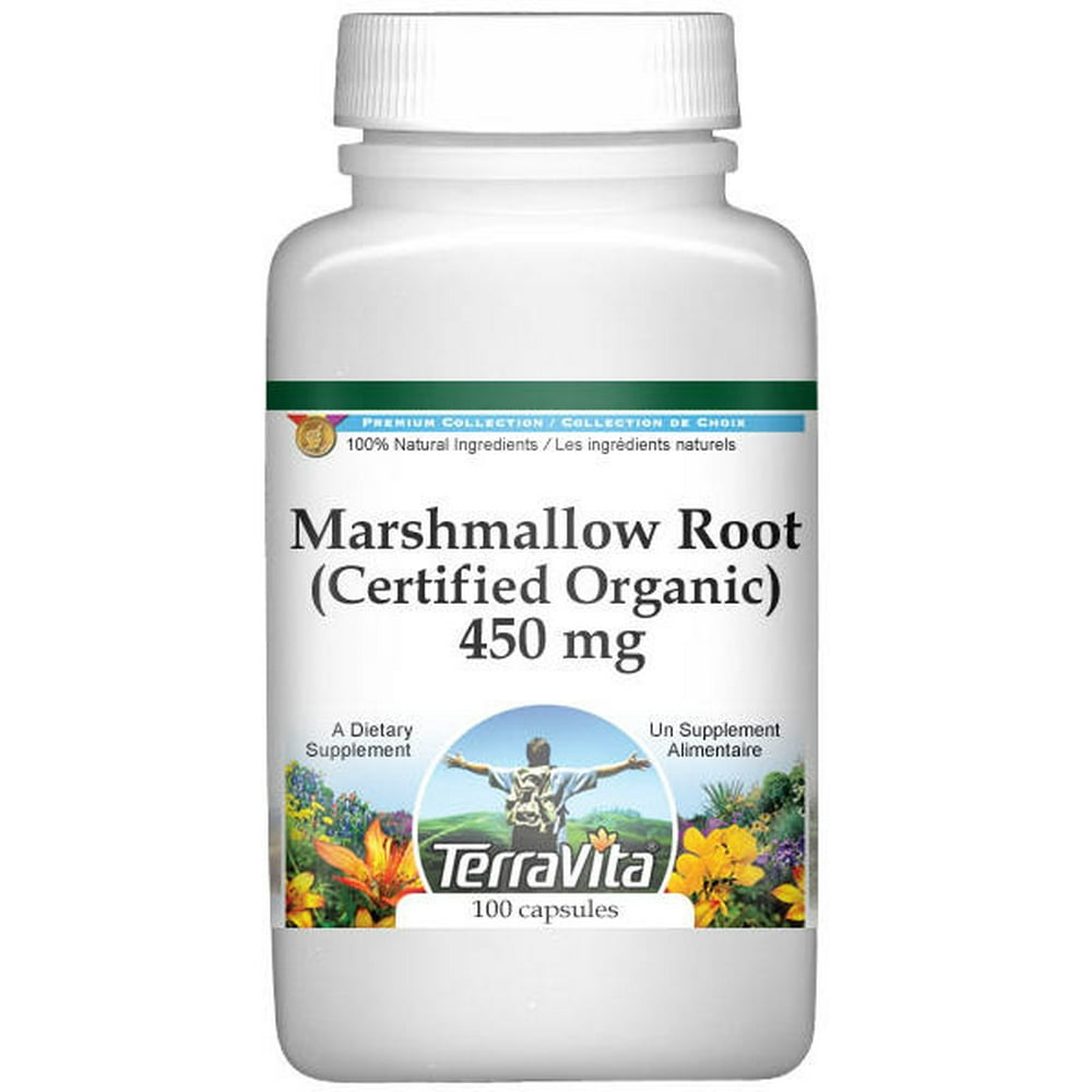 Marshmallow Root (Certified Organic) 450 mg (100 Capsules, Zin