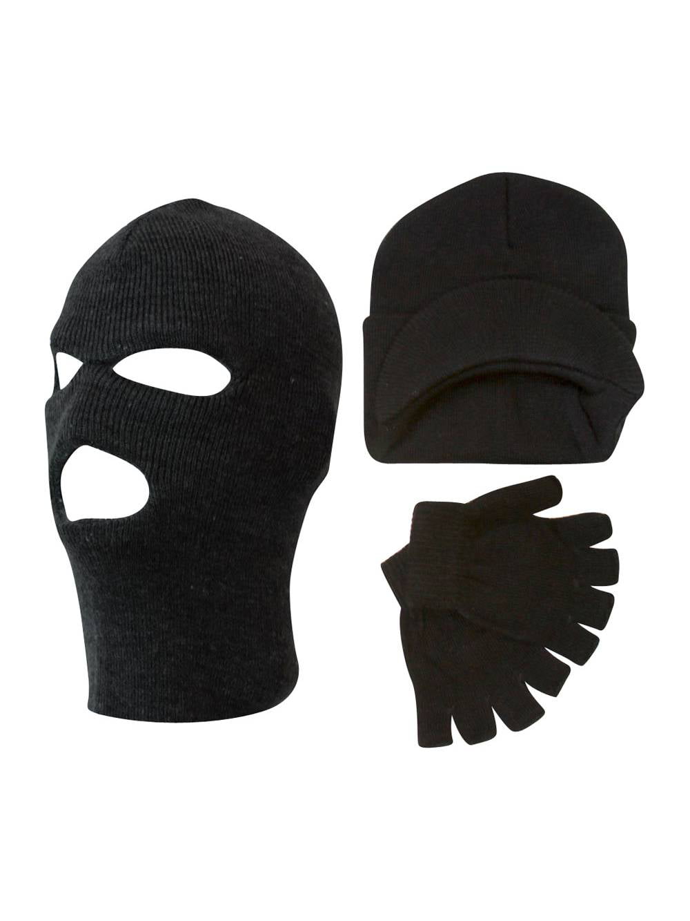 3 Hole Ski Mask Fingerless Gloves GT Winter Kit 