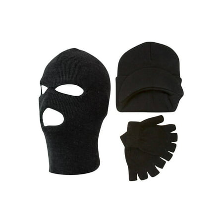 GT Snowboarding Kit - (Trihole Ski Mask, CBV, Fingerless gloves) - Black