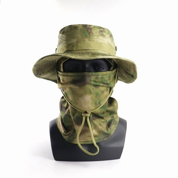 Senderismo Pesca Benny Sombrero Deportes al aire libre Protección UV Cuello Camuflaje de la cara Sombrero y máscara de Benny ajustable