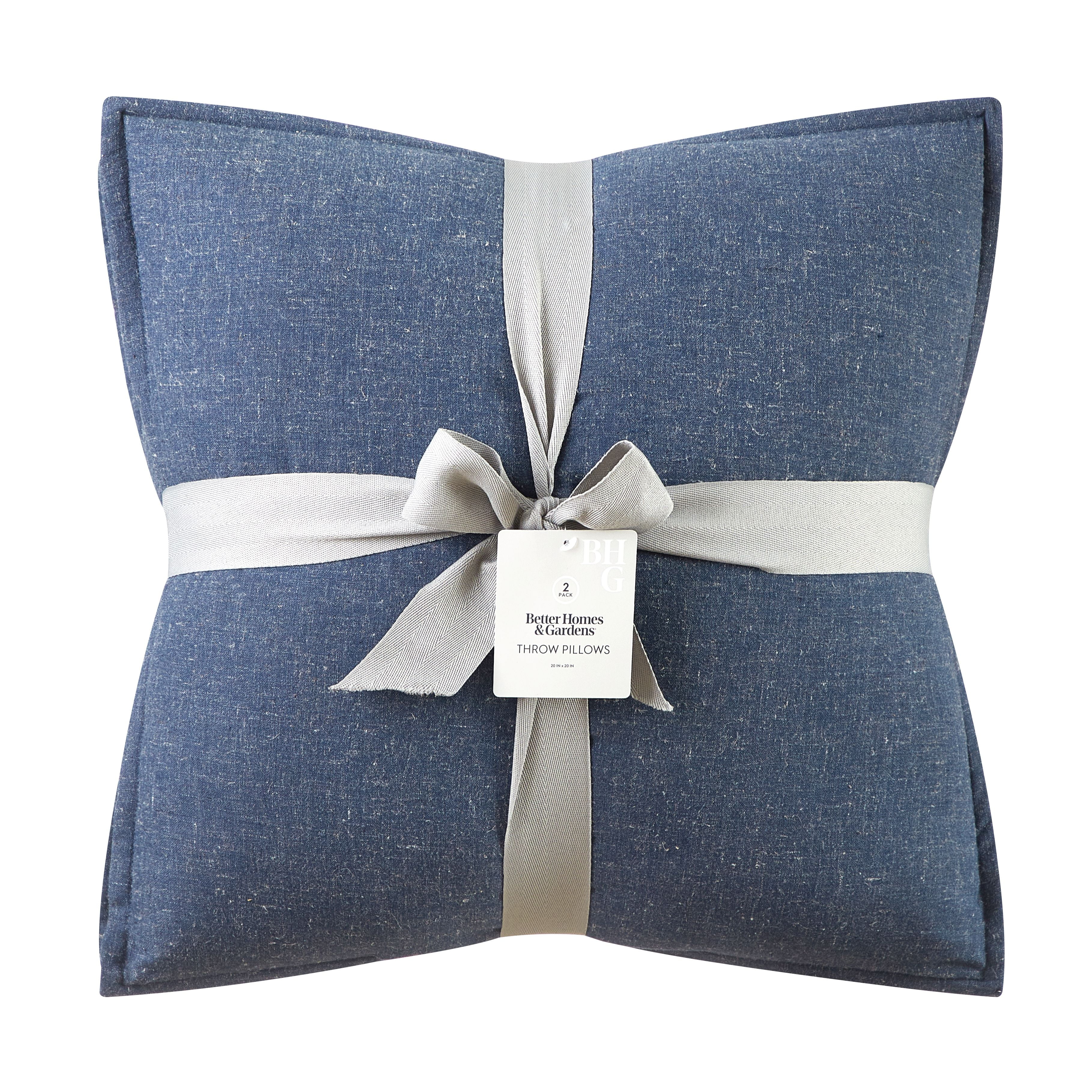 Better Homes & Gardens 2-Pack Linen Pillows, 20"x20" Indigo