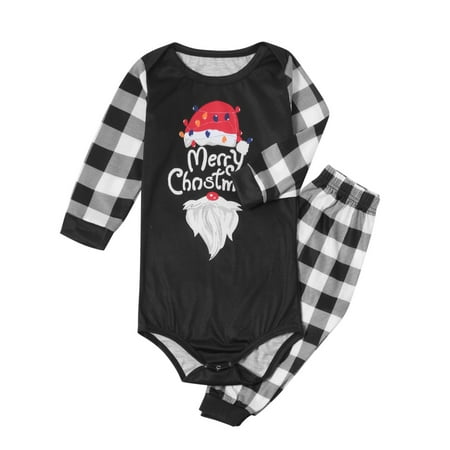 

Girl Clothes Baby Round Neck Printed Long Sleeve Jumpsuit Family Clothes Pajamas