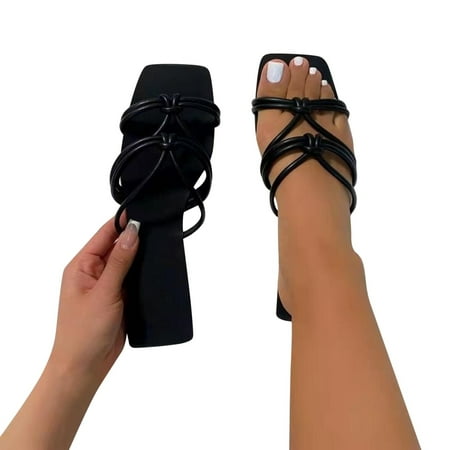 

Daznico Slippers for Women And Sandals Flat Slippers Summer Spring Open Toe Heel Women s Women s Sandals Black 9