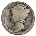 thumbnail image 2 of U.S. Mint 1916-D Mercury Dime Good-4 Coin, Key Date, 264,000 Mintage, 2 of 3