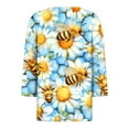 thumbnail image 4 of CYMMPU Blouses for Women Dressy Casual V Neck 3/4 Sleeve Loose Fit Spring Tops Bee Pattern Summer Trendy Shirts Tunic Tops Business Elegant Work Tops T-Shirts Multicolor XXXXXL, 4 of 5