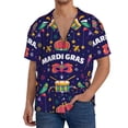 thumbnail image 3 of Easygdp Happy Mardi Gras Men's Casual Short-sleeved Shirt with Pocket and Button Suitable for Beach Vacation Leisure - 3X-Large, 3 of 7