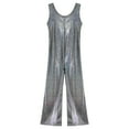 thumbnail image 3 of Alvivi Kids Girls Metallic Gymnastics Leotards Sleeveless Stage Performance Bell-Bottomed Bodysuit Black 5-6, 3 of 7
