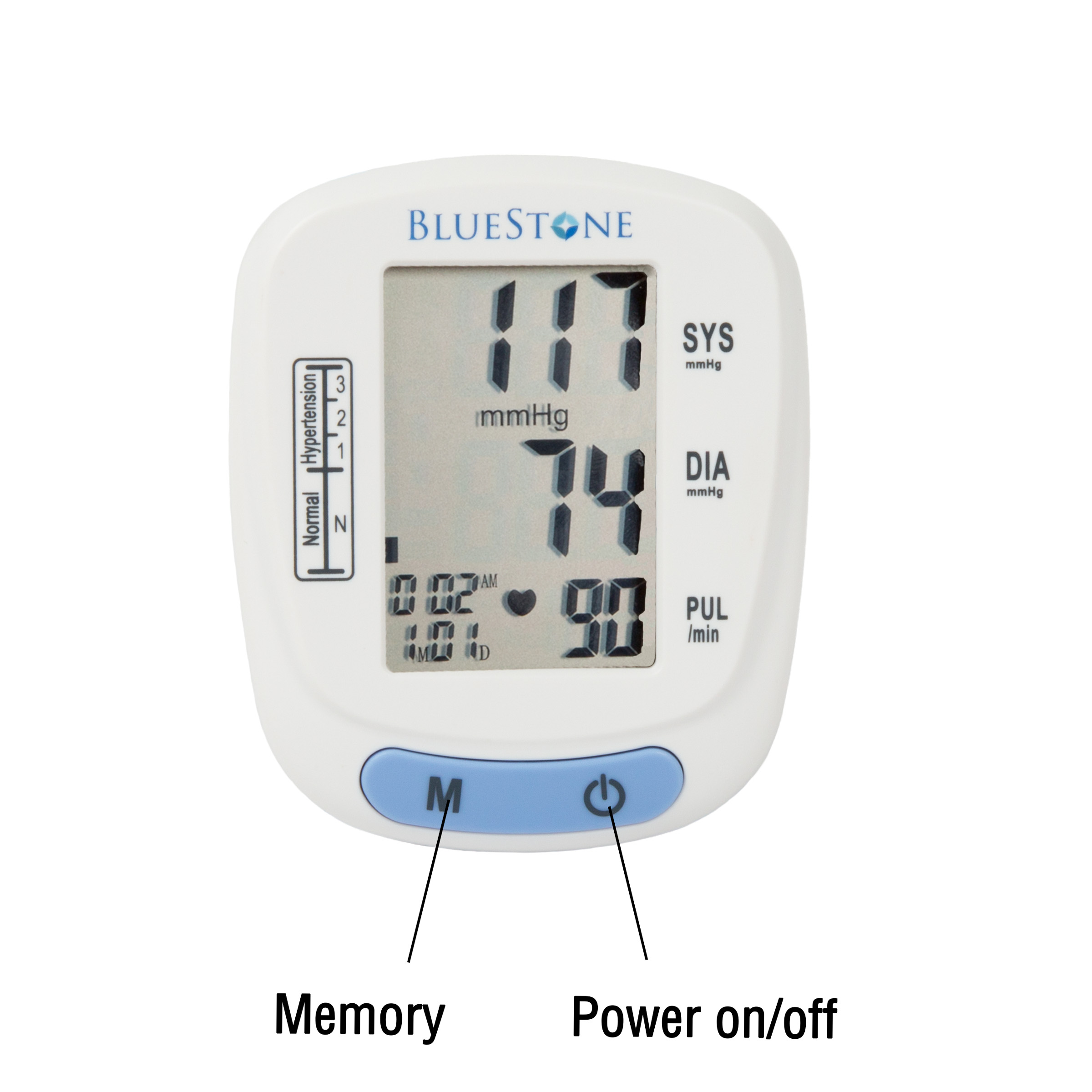 Blood Pressure Monitor With Heart Rate - Automatic Wrist Cuff Blood Pressure Machine With LCD Display Memory and Carrying Case by Bluestone - image 4 of 7