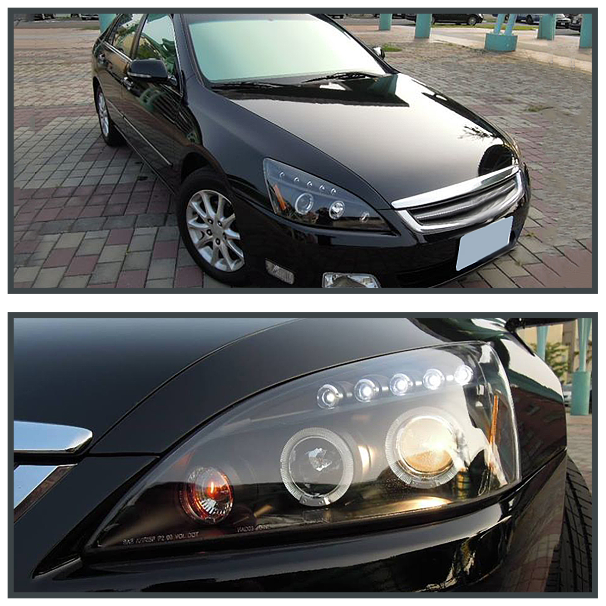 Maxcomotors LED Halo Projector Headlights – Fit 2003-2007 Honda Accord 2/4Dr, Chrome Housing