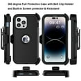 thumbnail image 2 of Ebizware for iphone 14 Pro Phone Case with [Belt Clip Holster] Kickstand Cover Military Grade Drop Protection Shockproof Heavy Duty Defender Case for iphone 14 Pro 6.1" - Black, 2 of 8