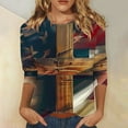 thumbnail image 2 of GERsome 4th of July T Shirts for Women 3/4 Sleeve Patriotic Pullover Tops Casual American Flag Shirts Crewneck Loose-Fit Blouses S-5XL, 2 of 5