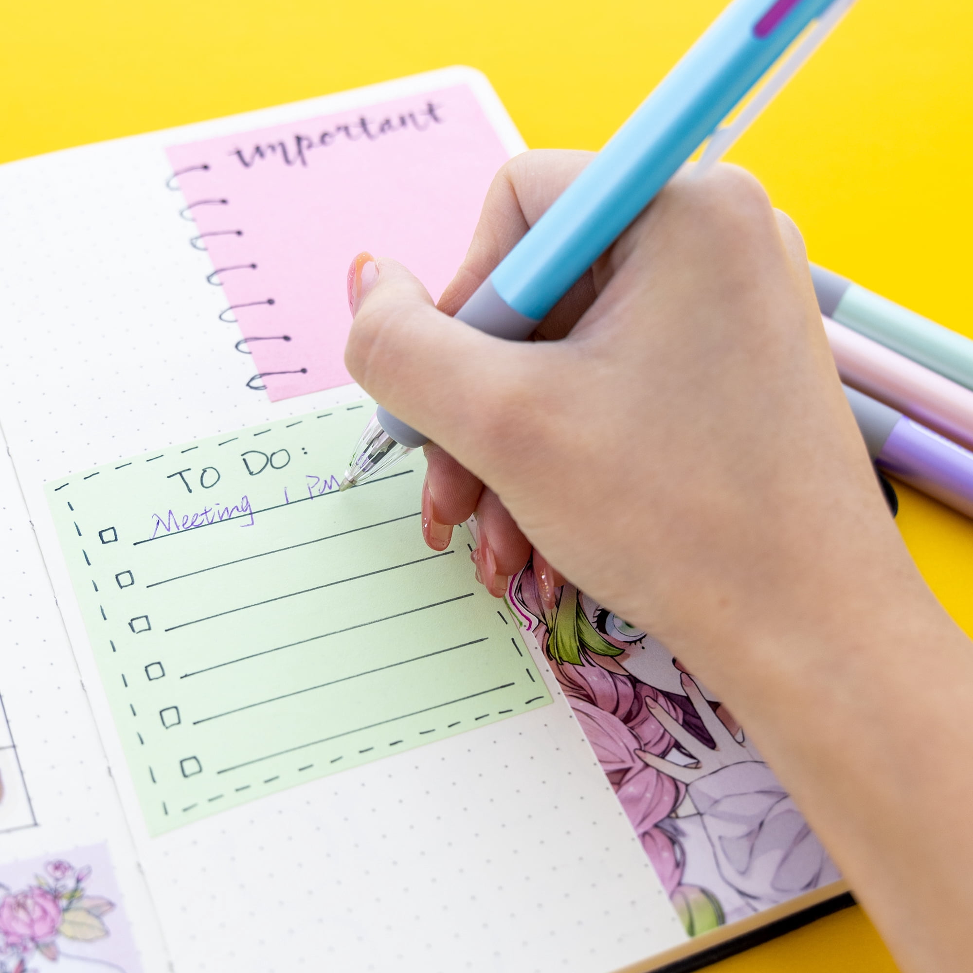 BAZIC 4-Color Fashion Ballpoint Pen, 1.0mm Bold Medium Point Retractable Multicolor Pen w/ Cushion Grip, 24-Packs