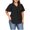 #Black, variant on DPTALR George Women's Plus Size Summer Short Sleeve V Neck Chiffon Blouses,Loose Fit Business Casual Tunics,Black,Size XXL