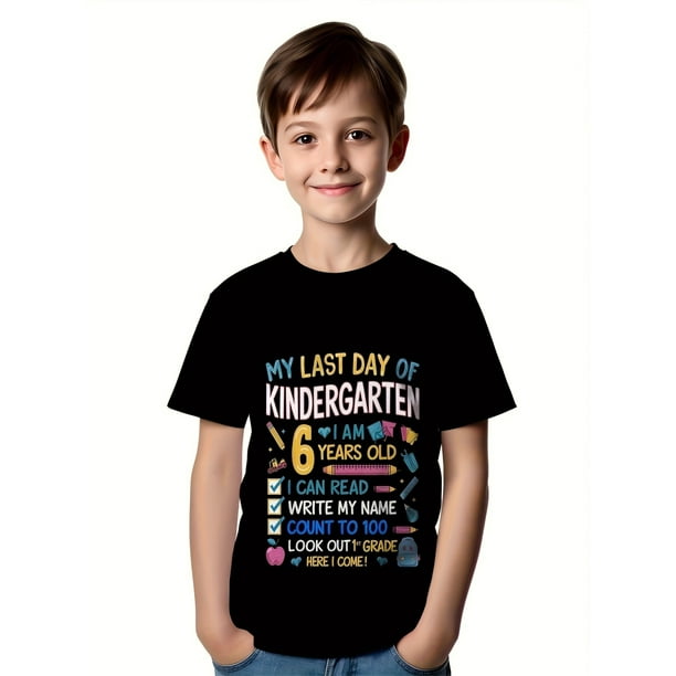 My Kindergarten Last Day 1st Grade I'm Here Farewell T-Shirt Boys Bottoms Shirt Breathable, Casual Comfortable Top Street Style Summer Tee Round Neck Short Sleeve T-Shirt Best Gift for Boys and Girls
