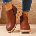 thumbnail image 4 of Heisall Womens Boots Winter Solid Color Round Toe Wedge Heel Ankle Boots Casual Fashion, 4 of 8