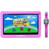 LINSAY 10" New Funny Kids Tablet Pink with 1.5 Kids Smart Watch Cam Selfie Pink Android 6.0