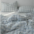thumbnail image 5 of 3 Pieces Blue Buffalo Plaid Muslin Duvet Cover Set Vintage Aesthetic Cotton Bedding Set Natural Soft & Breathable Plaid Checkered Queen Duvet Cover, 5 of 6