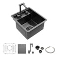 thumbnail image 3 of 15-in Black Undermount Bar Sink with Folding Faucet-16 Gauge Stainless Steel Workstation Sink, 3 of 10