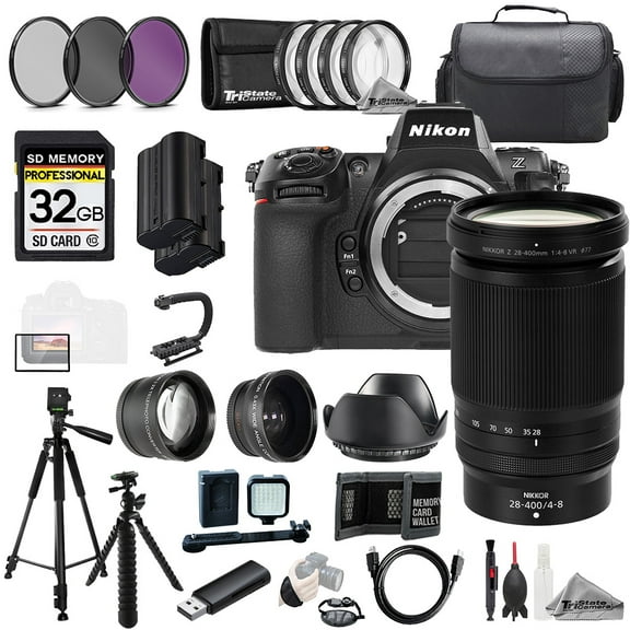 Nikon Z8   Z 28-400mm f/4-8 VR Lens  32GB Ext Bat 9 PC Filtr-MEGA Kit (International Version)