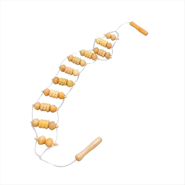 Masajeador de Espalda con Cuerda: Herramienta Masajeadora de 39,4 Pulgadas para Espalda, Cuello, Piernas, Cintura, Rodillo de Masaje de Madera