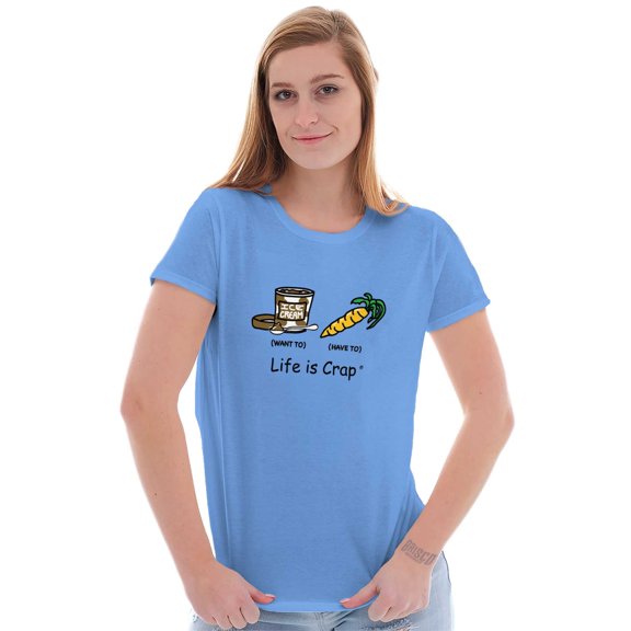 Sad Diet Food Want Ice Cream Adult Women's T Shirt Ladies Tee Brisco Brands S