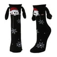thumbnail image 4 of CYBIBO Funny Christmas Fuzzy Socks, Magnetic Holding Hand Socks, Christmas Stocking Stuffers for Women Men Couples, White Elephant Novelty Socks Gifts for Winter Xmas, Black C, 4 of 5