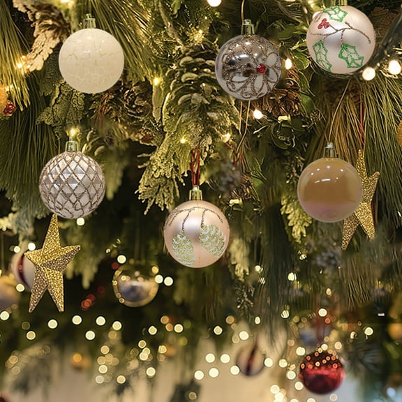 Deeceymbur 12 Pcs Colorful Shatterproof Christmas Balls Family Friendly Festive Tree Party Decor Set 2.36Inch