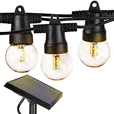 Waterproof Solar LED Outdoor String Lights Soft White Brightech Ambience Pro 27 Ft Globe Lights Create Bistro Ambience In Your Yard Pergola 1W Retro Edison Filament Bulbs