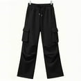 thumbnail image 7 of Cargo Pants Women 2026 Basic Elastic Waist Drawstring Casual Loose Wide Straight Leg Cargo Sweatpants with Pockets, 7 of 7