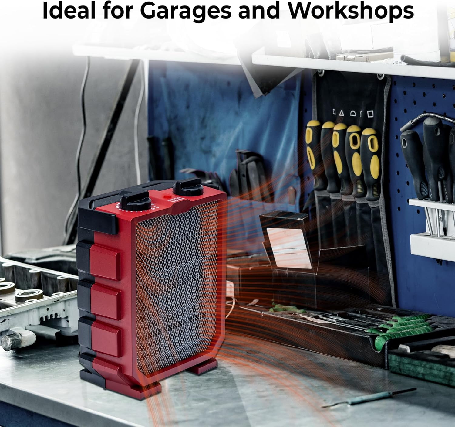 Comfort Zone Utility Shop Space Heater with Foldable Handle and Thermostat