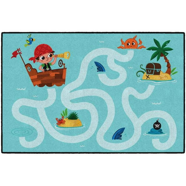 Flagship Carpets CE487-22W Tapis Labyrinthe Pirate 4 x 6 - Rectangle