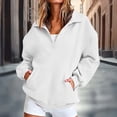 thumbnail image 4 of hoksml Women's Collared Button Front Sweatshirt, Oversized Long Sleeve Pullover Top with Pockets for Everyday Comfort, 4 of 8