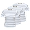 thumbnail image 1 of ONLY Camiseta de mujer Paquete de 3 - ONLLUPE STRIPE TEE, manga corta, cuello redondo, corte ajustado, rayas Blanco/Azul XL (X-Large), 1 of 4