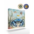 thumbnail image 2 of Blue Crab Canvas Wall Art, Ocean Coral Starfish Fish Retro Framed Wall Decor Modern Artwork Prints Painting for Living Room, Bedroom, Kitchen & Cafe Decor 28x28 Inch, 2 of 9