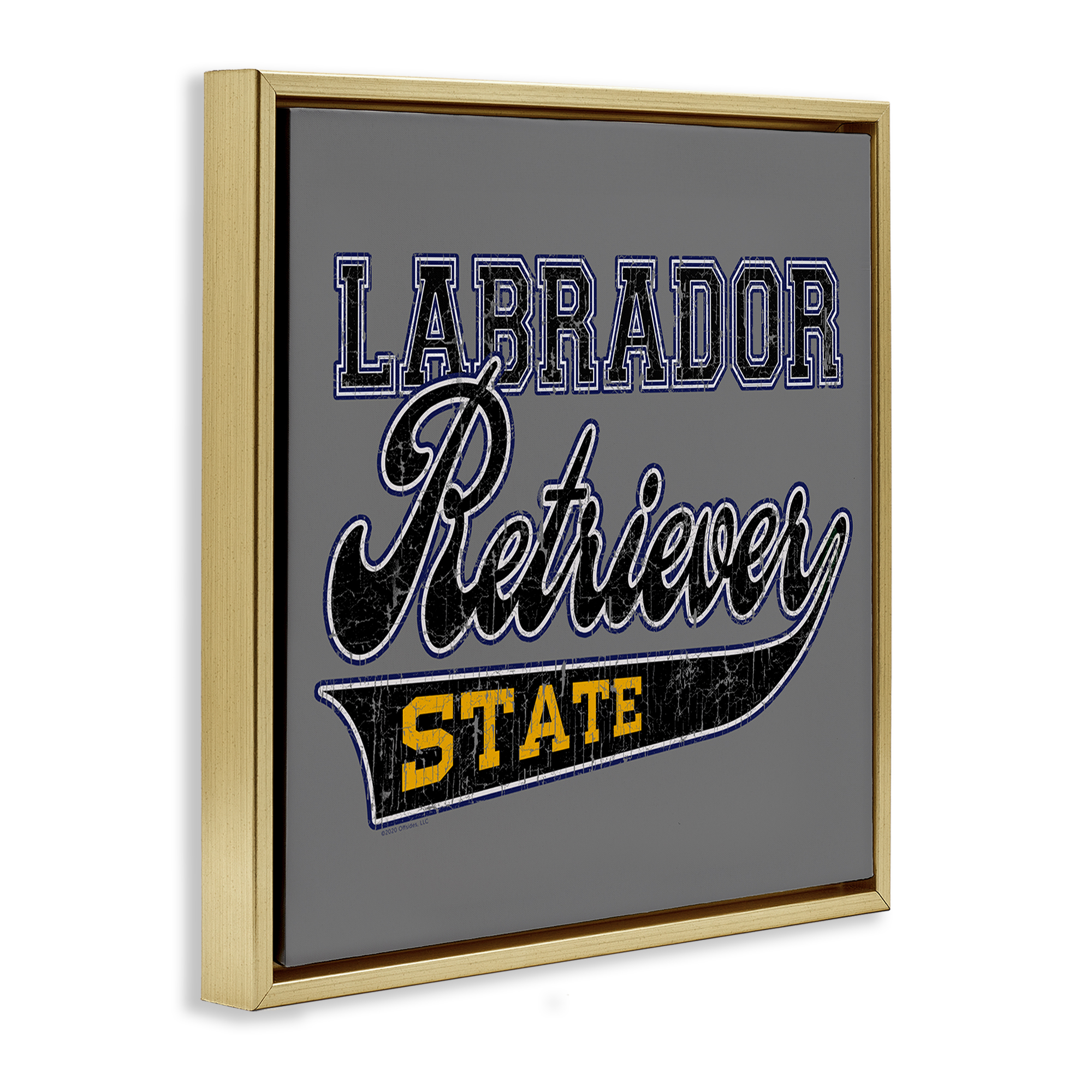 Stupell Industries Labrador Retriever State Novelty & Humor Painting Gold Floater Framed Canvas Art Print Wall Art, 18 x 18