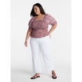 thumbnail image 2 of Terra and Sky Women’s Plus Smocked Blouse with Elbow Length Sleeves, Sizes 0X-4X, 2 of 5