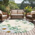 thumbnail image 4 of Round Area Rugs Collection 8 Ft, Spring Floral Daisy Non-Slip Residential Carpet, Eucalyptus Leaves Watercolor Botanical Indoor Crawling Mats Runner Rugs for Living Room/Dining Room/Bedroom, 4 of 8