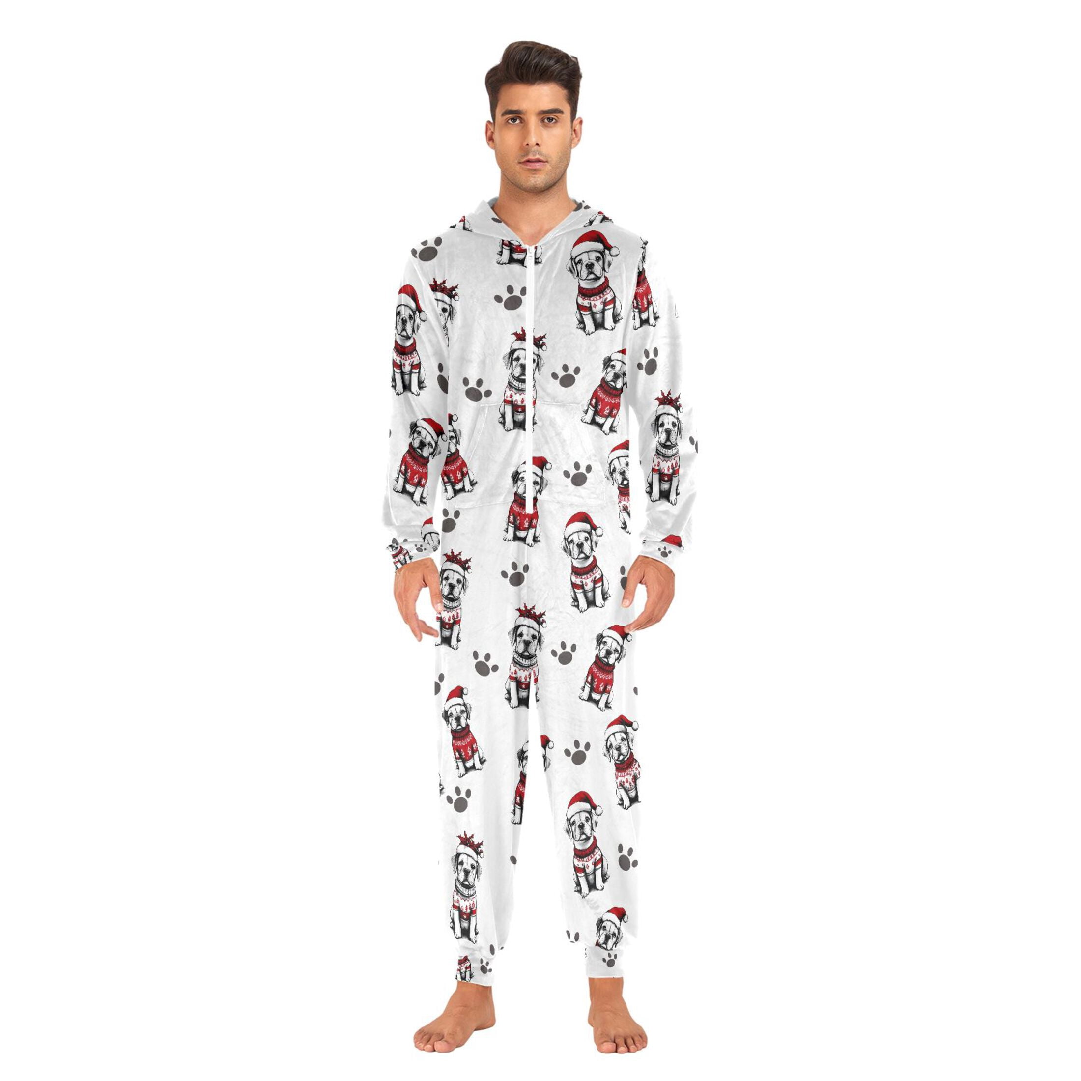 joogoo Dog Christmas Unisex Adults Onesies Pajamas Jumpsuits L