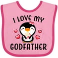 thumbnail image 3 of Inktastic I Love My Godfather with Cute Penguin and Hearts Girls Baby Bib, 3 of 4